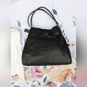 NWOT Black Leather Coach Brand Slouch Style Purse with 3 sectional design 5x11